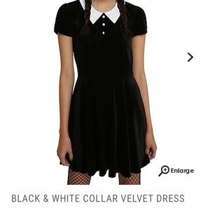 Black and White Velvet Wednesday Addams Dress
